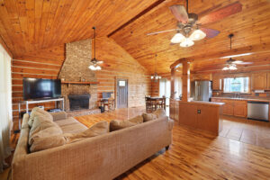 Open floor plan for kitchen dining room and living room absolute auction by NashvilleAuctions at 140 Captain Bell Lane, Gallatin, TN 37066