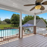 Covered back porch with ceiling fan