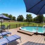 back porch with attached pool for entertaining