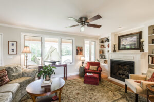 living room with fireplace