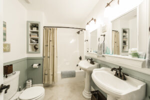 bathroom with two sinks for lakefront property